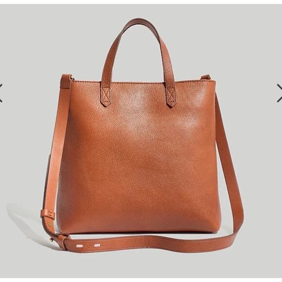 Madewell Handbags - Madewell Brown Leather Double Handles Zipper Closure Satchel Shoulder Bag